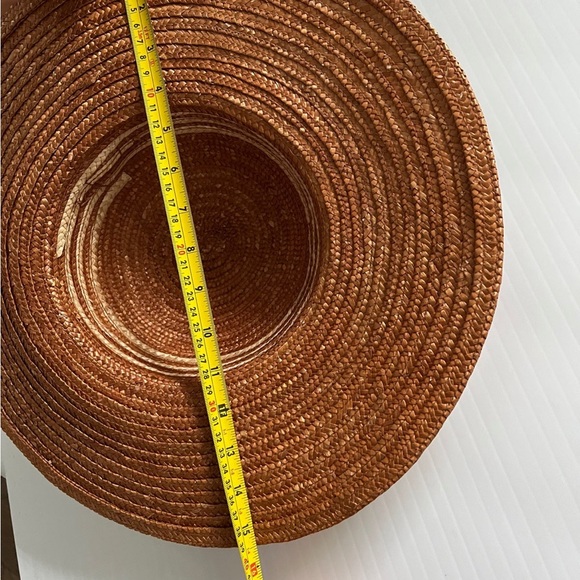 Vintage straw wide brim Hat bow two tone sun - Picture 5 of 6